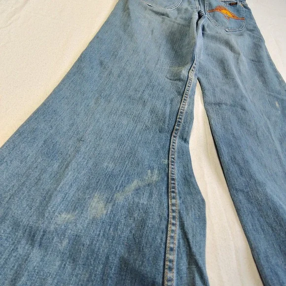 H.A.S.H. Jeans Wide Leg Flare Women 31x36 Blue Vintage High Rise Light Wash - Picture 11 of 16